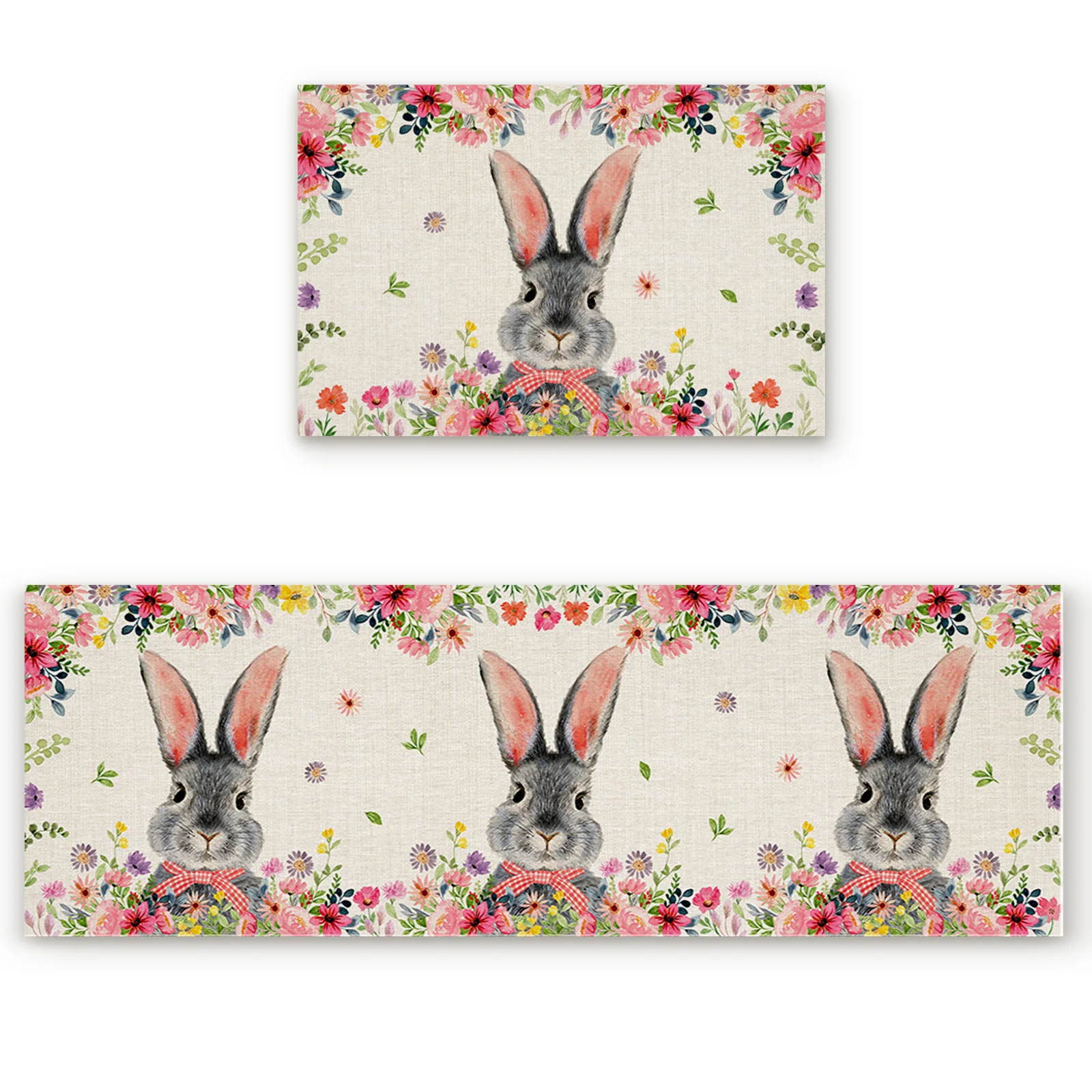 Easter Plant Flower Rabbit Kitchen Doormat Living Room Bedroom Non-slip Carpet Bathroom Entrance Doormat