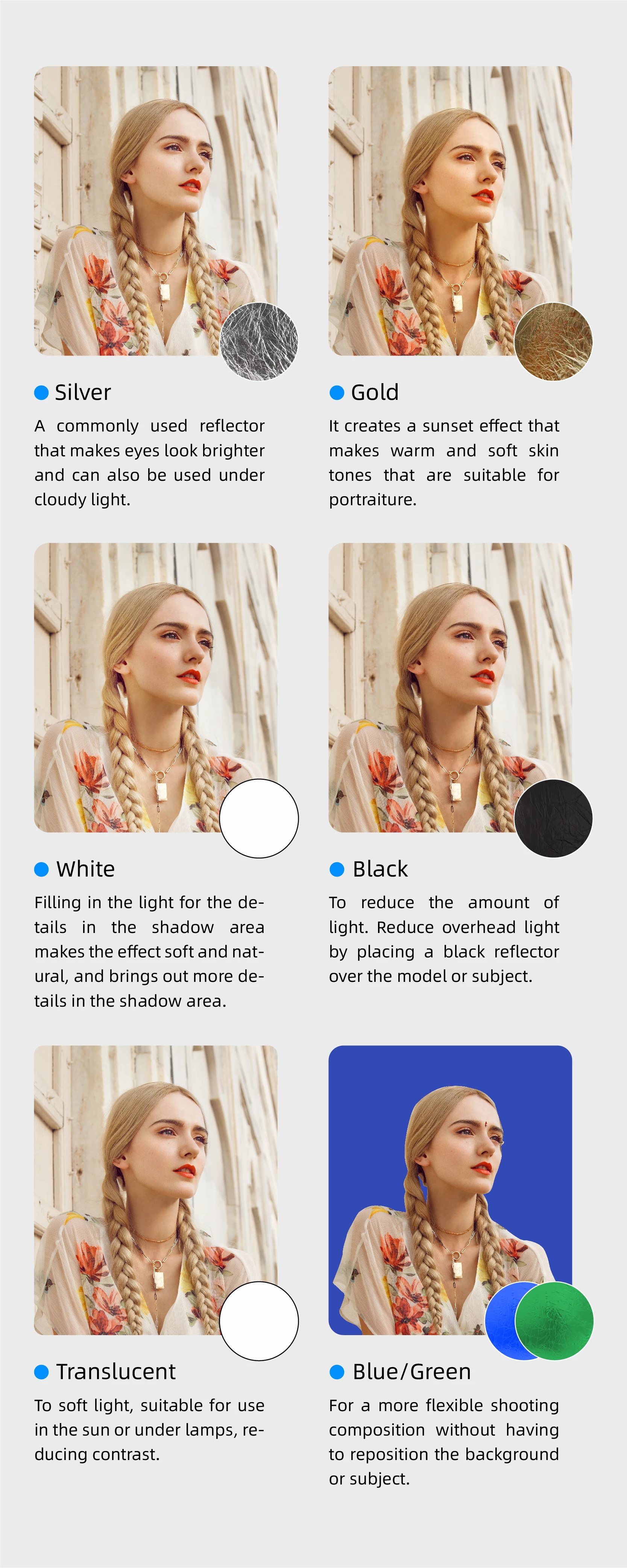 RF02 24-Zoll-Reflektor 5in1 60X90CM 90X120CM 2in1 Silber Weißgold Tragbare zusammenklappbare weiche leichte runde Fotografie für Studio 7in1