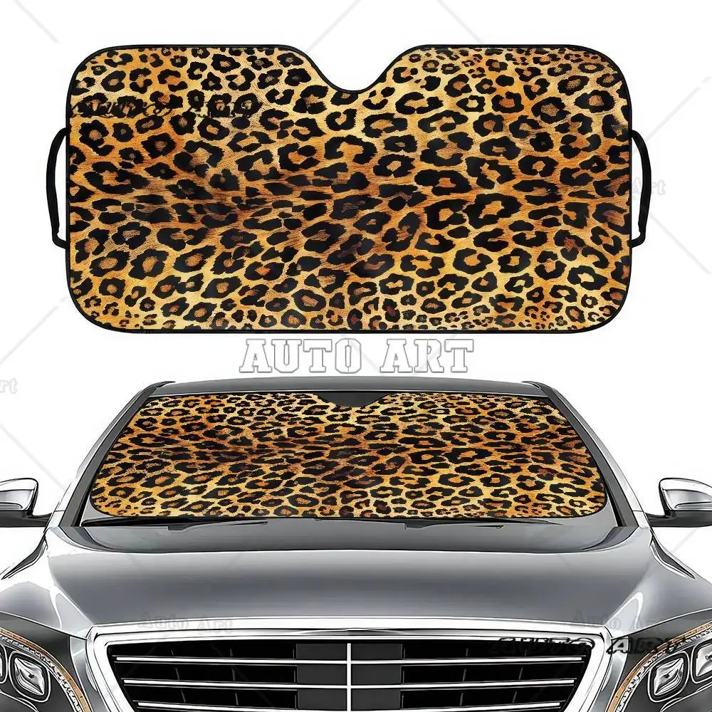 Animal Leopard Print Car Sunshade Shield Windshield Window Sun Blocker Cover Interior Protection For Truck SUV Visor Universal