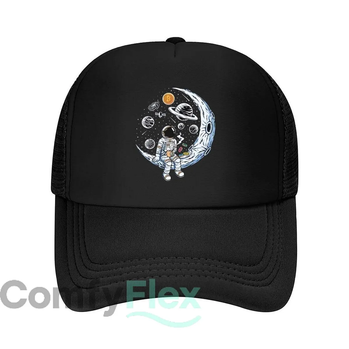 Astronaut Space Planets Bitcoin Mesh Baseball Cap Hip Hop