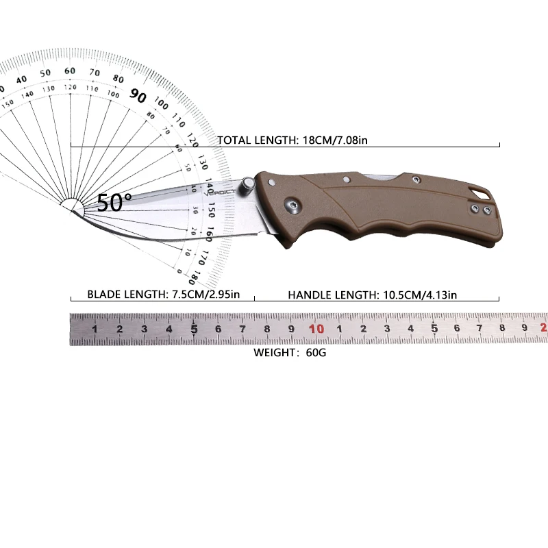 4116ss carbon fiber and steel handle, with back clip design easy to carry, camping travel knife, fruit knife, gift