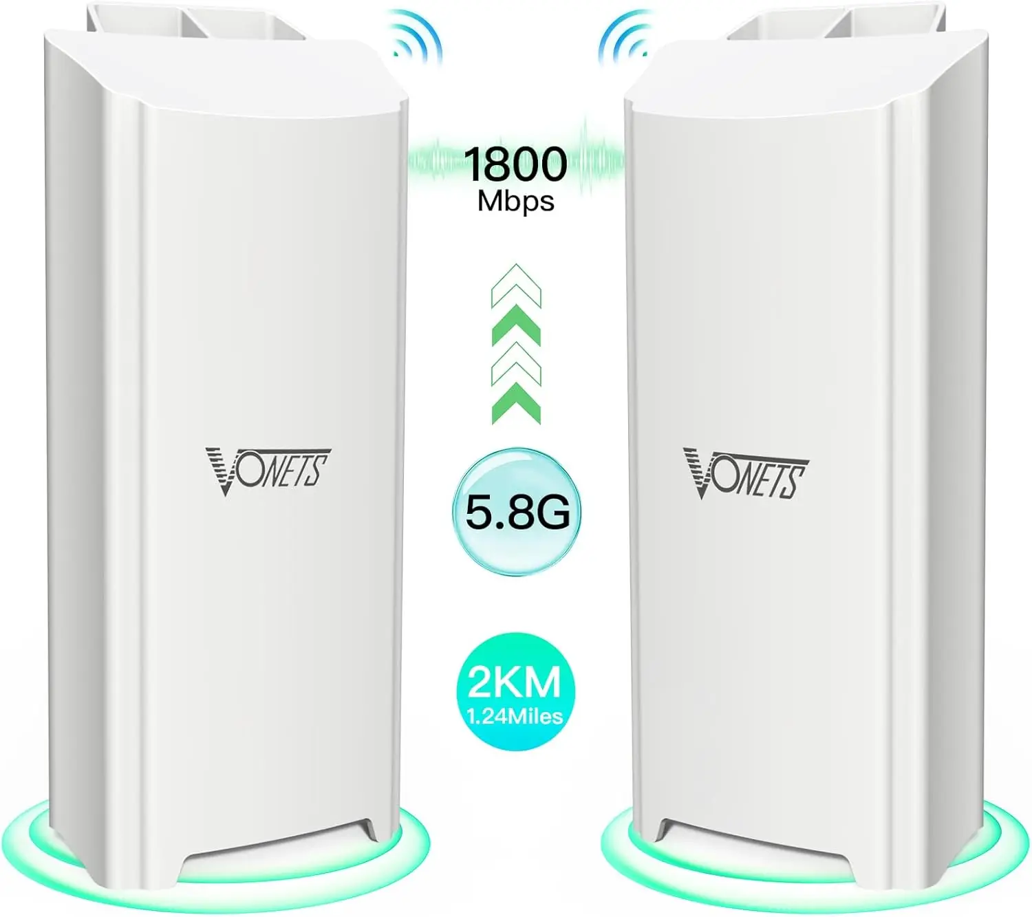 VONETS Outdoor Wireless Bridge Router 5.8GHz Gigabit POE High Definition Monitoring Point-to-Point Long Distance WiFi AP VBGO-5G