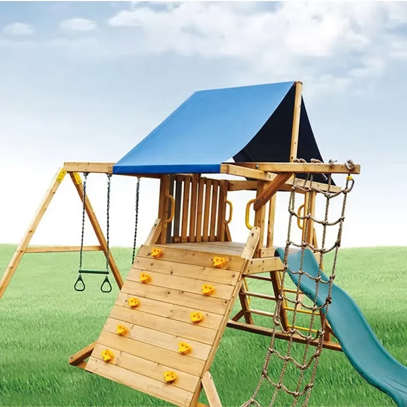 

Tower Playcenter-Kids Outdoor Equipment Wooden Climbing Frame Net Swing Set