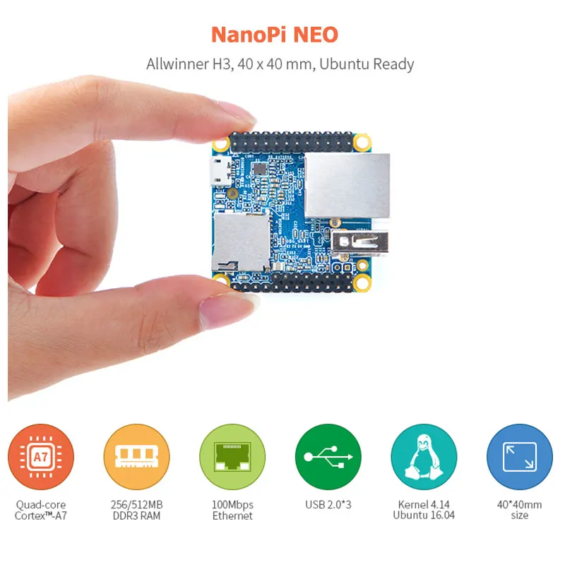 NanoPi NEO 512MB RAM Open Source Allwinner H3 scheda di sviluppo Super Raspberry Pi Quad-core Cortex-A7