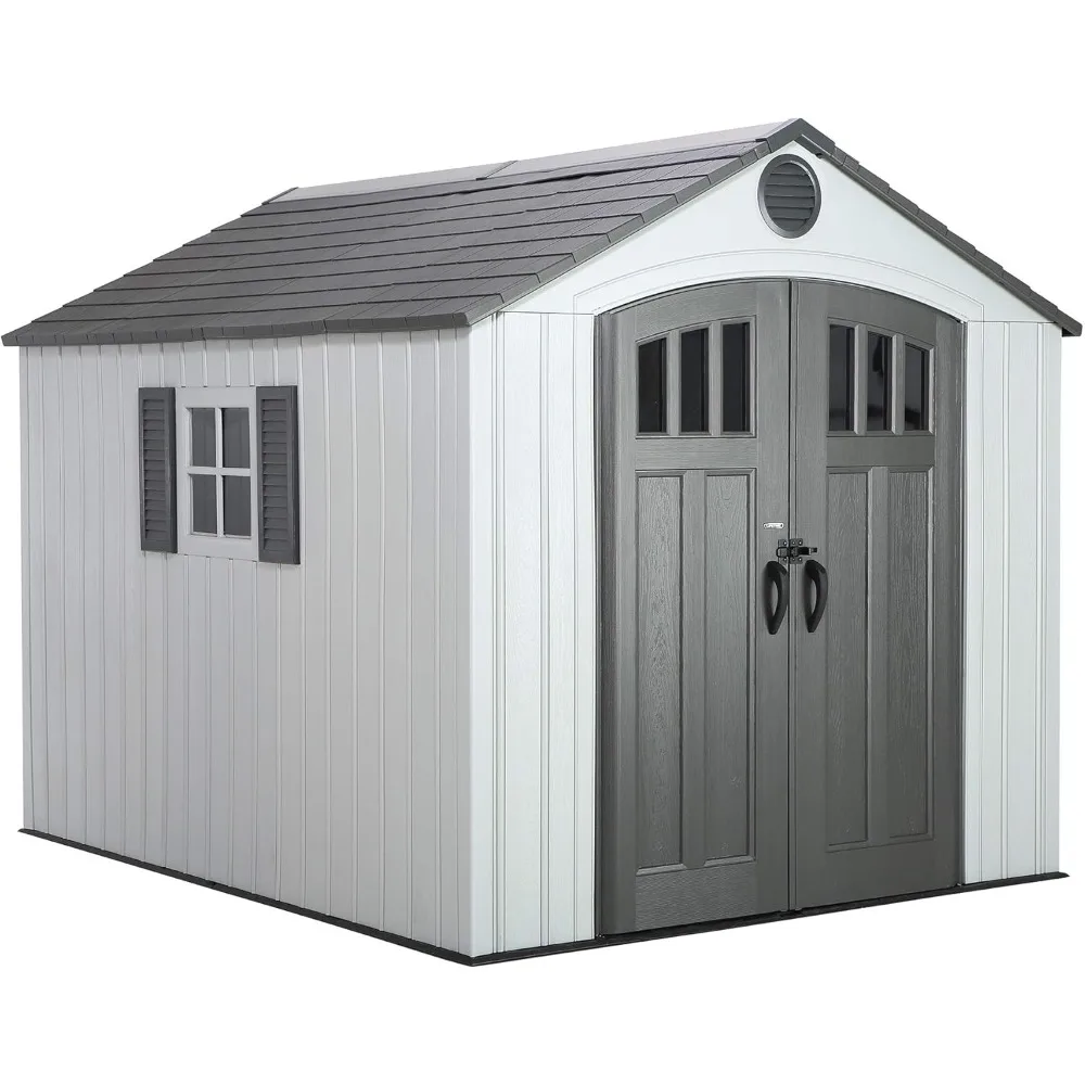 

8 X 10 Feet Outdoor Storage Shed with Floor and Outdoor Storage Room, Grey