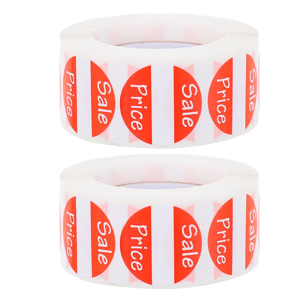 

Red Round Label Stickers 2 Rolls - Sale Tags for Garage Yard Retail Store Price Labeling and Food Bag Sealing Use