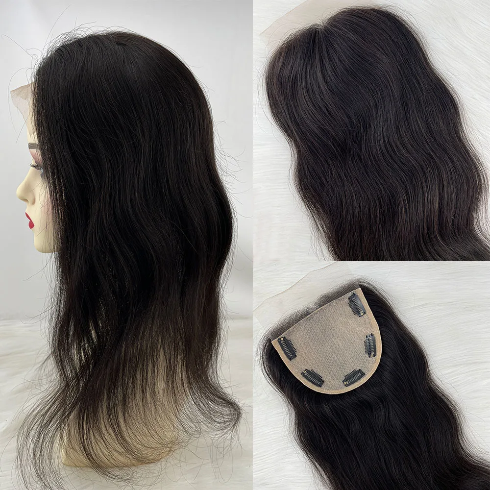 5x5'' Lace Closure Human Hair Topper Silk Base Natural Wavy Remy Brazilian Hair Invisible Lace with Baby Hair for Women