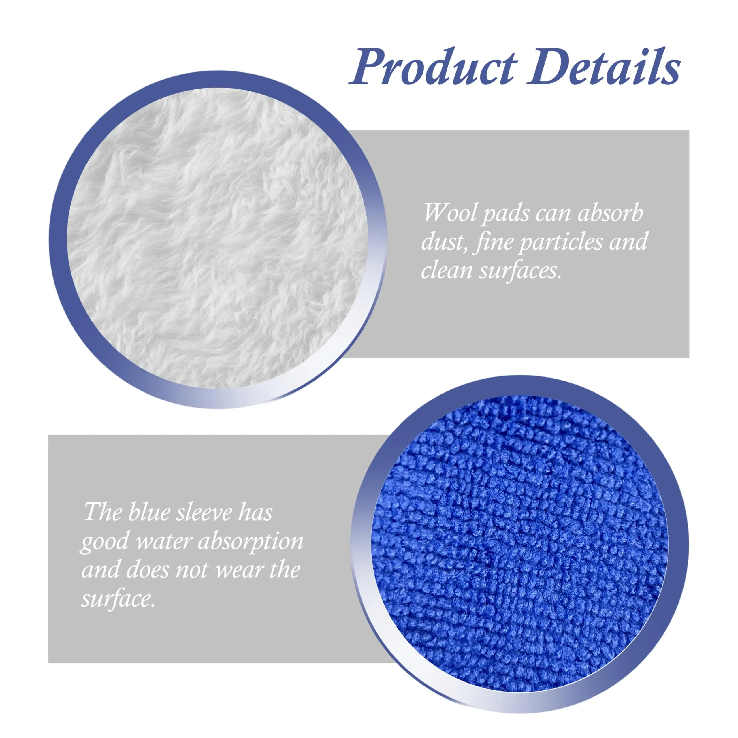5/6Inch Microfiber Polisher Pad Kit 6Pcs Wool Buffing Pad with M10 adapter and Backing Pad for Car Detailing Waxing & Polishing