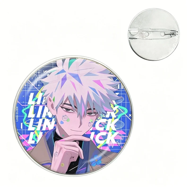 Link Click Anime Role Cheng Xiaoshi Lu Guang Qiao Ling Glass Button Pin Cartoon Round Brooch Badge Bag Shirt Accessories