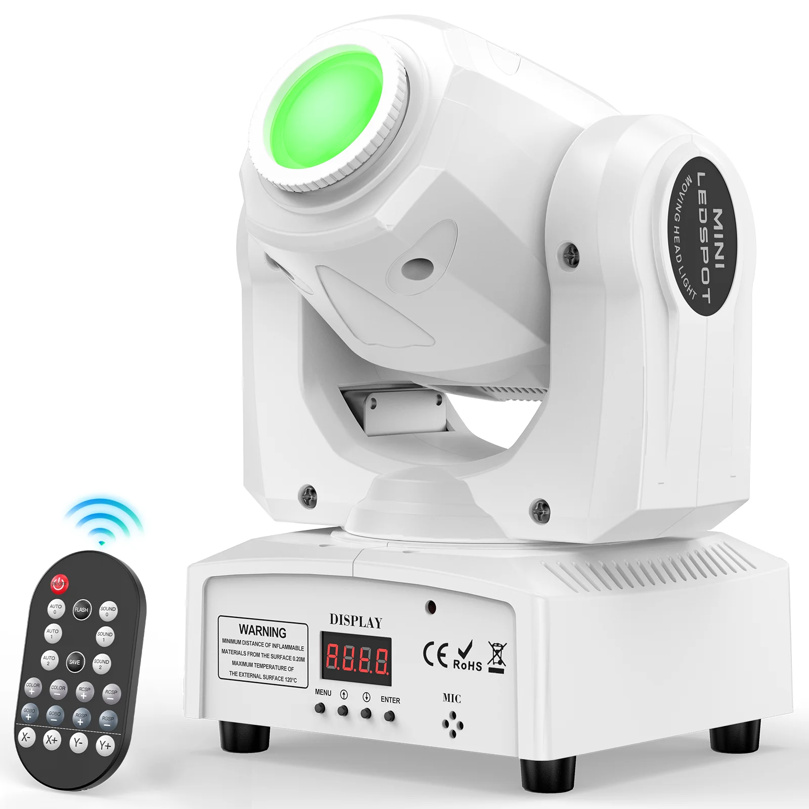 

U'King 60W LED Moving Head Light White 4IN1 RGBW LED 7 Gobos Beam Stage Light DMX512 Remote Control for DJ Disco Show Party