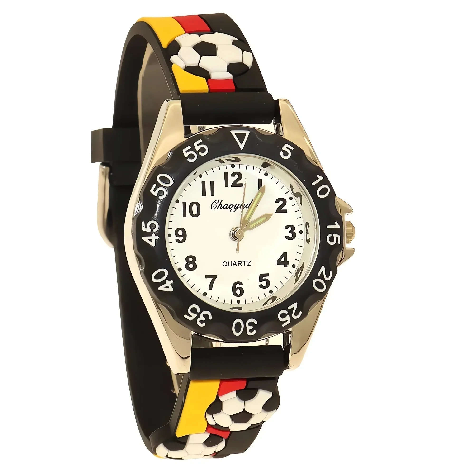 Kids Waterproof Quartz Watch 3D Football Theme with Silicone Strap Sports Timepiece Christmas Gift for School Students