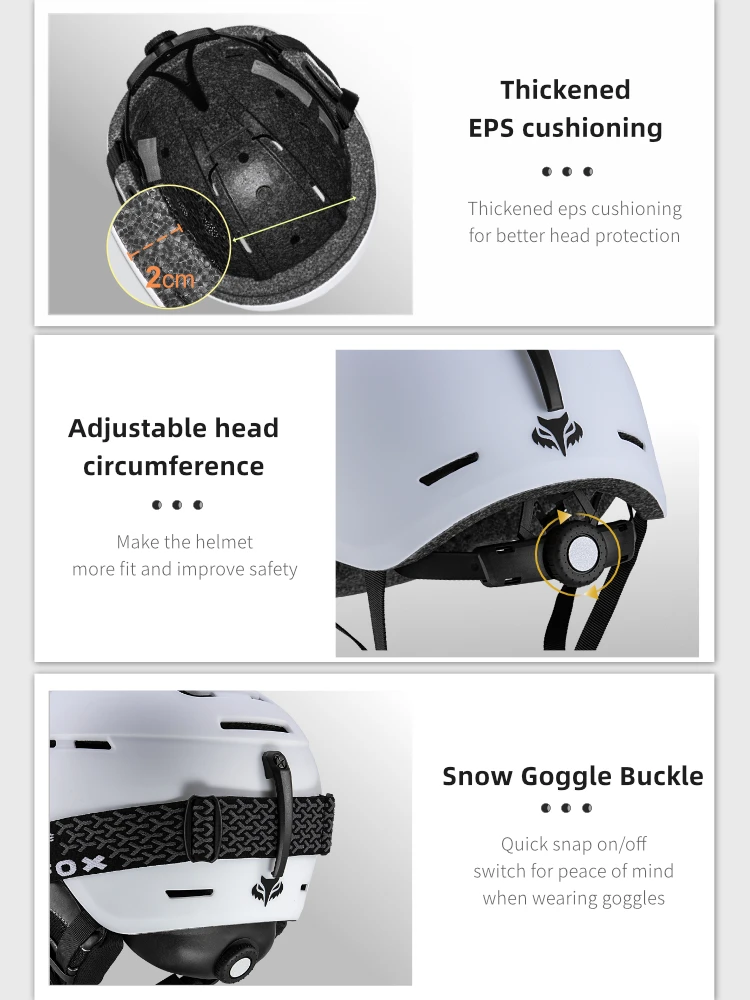 BATBOX Winter Ski Helmet Protective Head Safety Hat PC Shell+EPS Buffer Snowboard Helmet Impact Resistant Ski Helmet