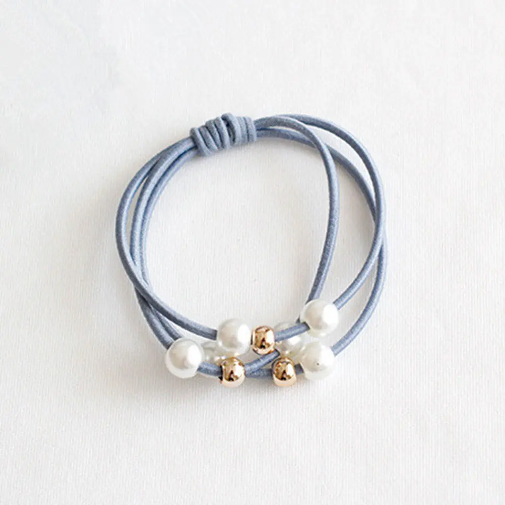 

10pcs Pearl Stretch Ties Elastic Hair Ring Ponytail Holders Women Hair Accessories Daily Wear Gift (Random Color)