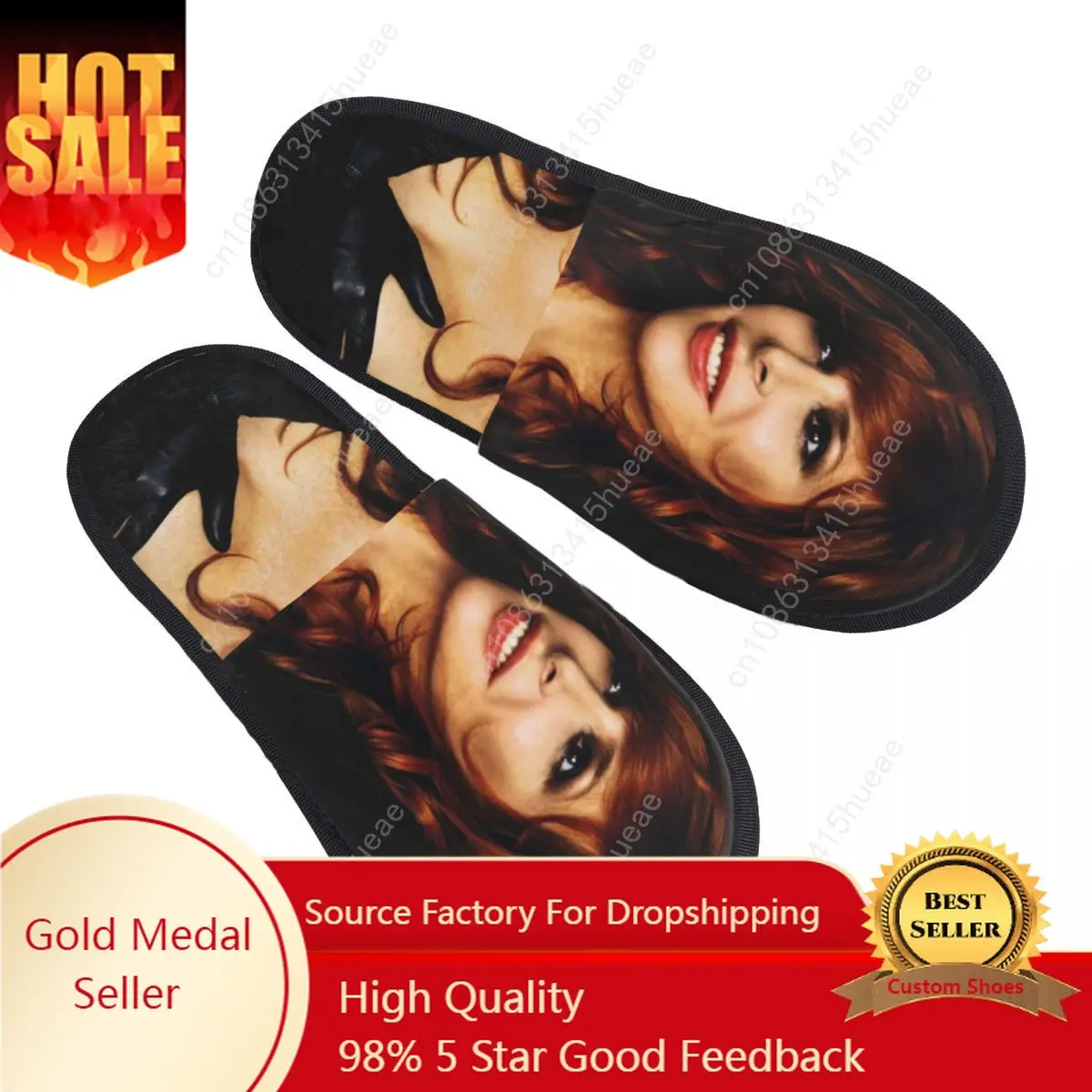 

Custom Lovely Mylene Farmer Soft Memory Foam House Slippers Women Cozy Warm Anti-Skid Slipper