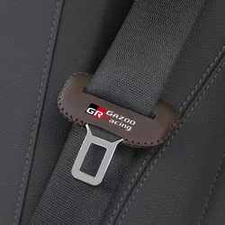 2pcs PU Leather Car Seat Belt Buckle Clip Cover Protector Anti-Scratch Case For Toyota GR Gazoo Racing RAV4 C-HR Yaris