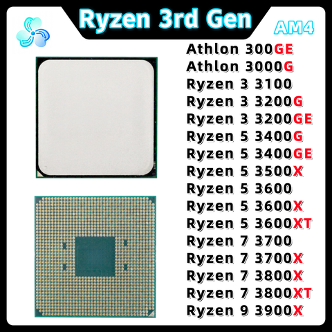 Ryzen 3rd Gen CPU R3-3100/3200G R5-3400G/3400GE/3500X/3600/3600X/3600XT R7-3700/3700X/3800X/3800XT R9-3900X Athlon 300GE/3000G