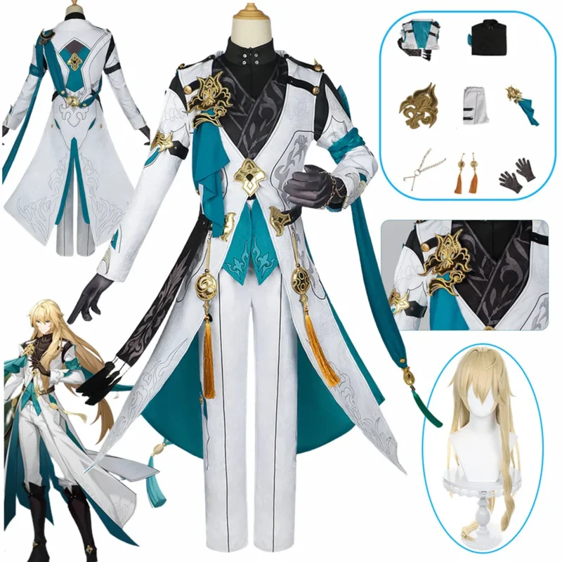 

Honkai Star Rail Stickers Luocha Cosplay Costume Luo Cha Wig Coat Headwear Uniform Outfits Luocha Halloween Carnival Women Suits