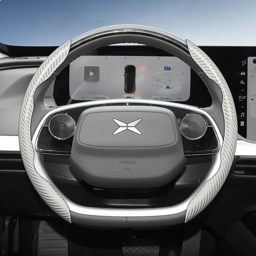 Suitable for Xpeng Carbon Fiber Texture Steering Wheel Cover with Segmented Quick-Release Design, Durable, for Models Such as G6