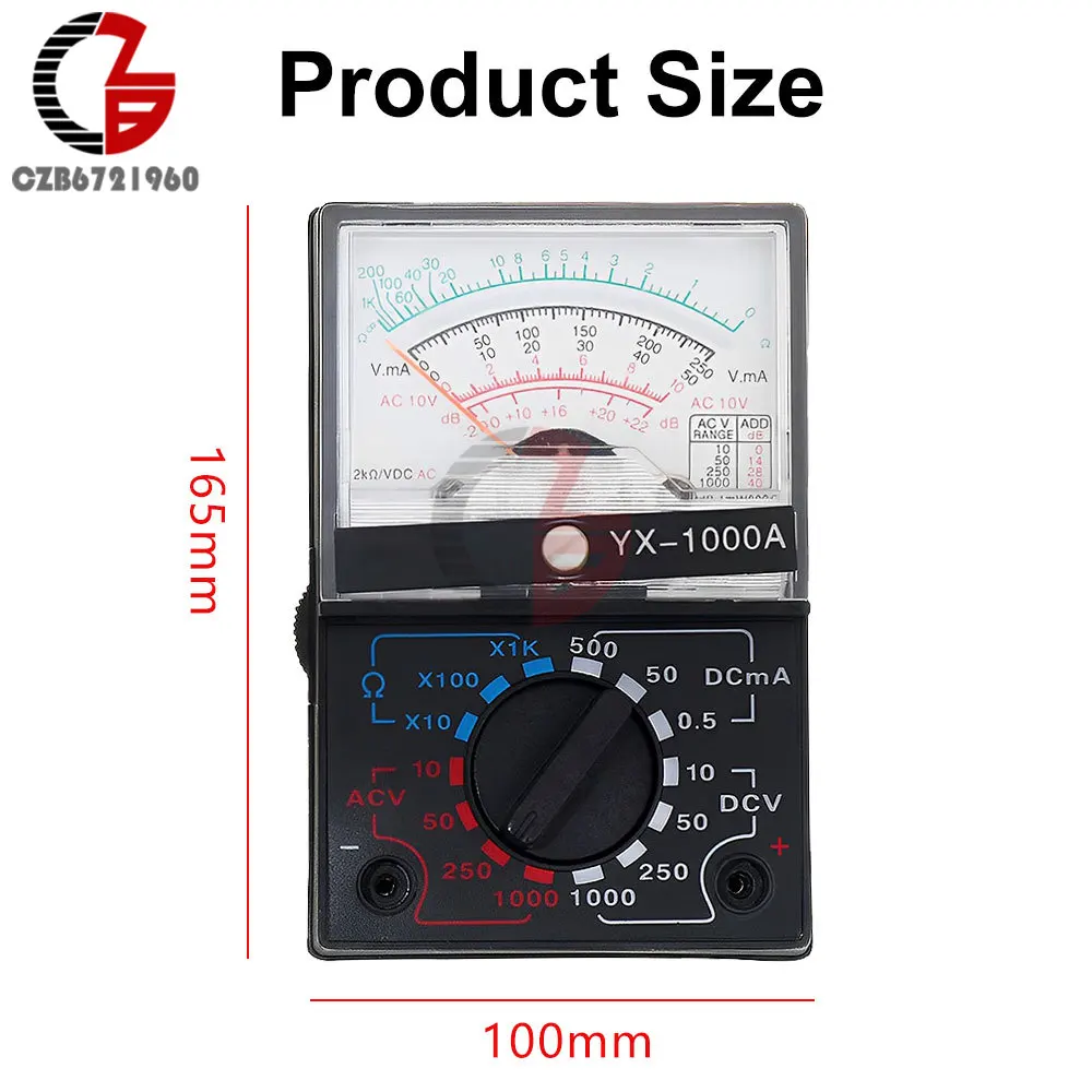 Multimetro puntatore YX-1000A AC/DC 2500V Volt-amperometro analogico Multimetro resistore Tester con cappotto elettricista strumento studente impara