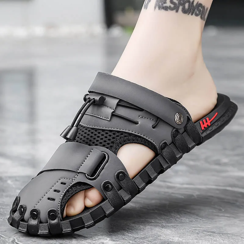 

Сандалии Baotou мужские водонепроницаемые, Повседневная Удобная пляжная обувь, модные спортивные тапочки двойного назначения для вождения, лето