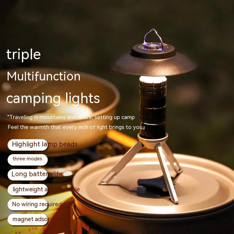 3 Level Camping Strong Light Magnetic 3200k 16-150lm Type C Lighting Lantern Led Power display Flashlight Tent Camp Supplies