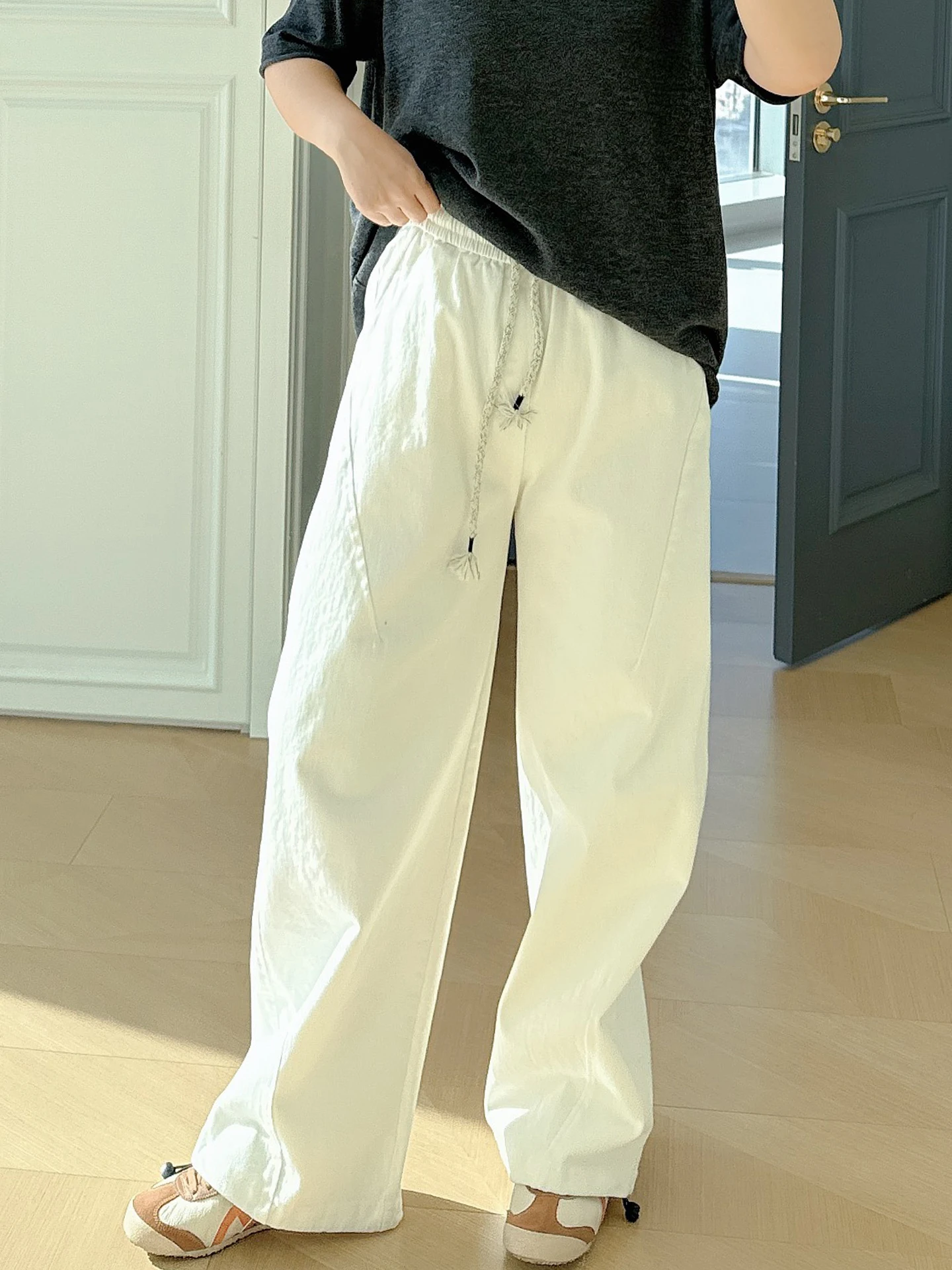 

plus Size Wide Leg Knife Pants Loose Slimming Workwear Casual High Waist Jeans for Heavy Women Comfortable Loose Feeling Trou...