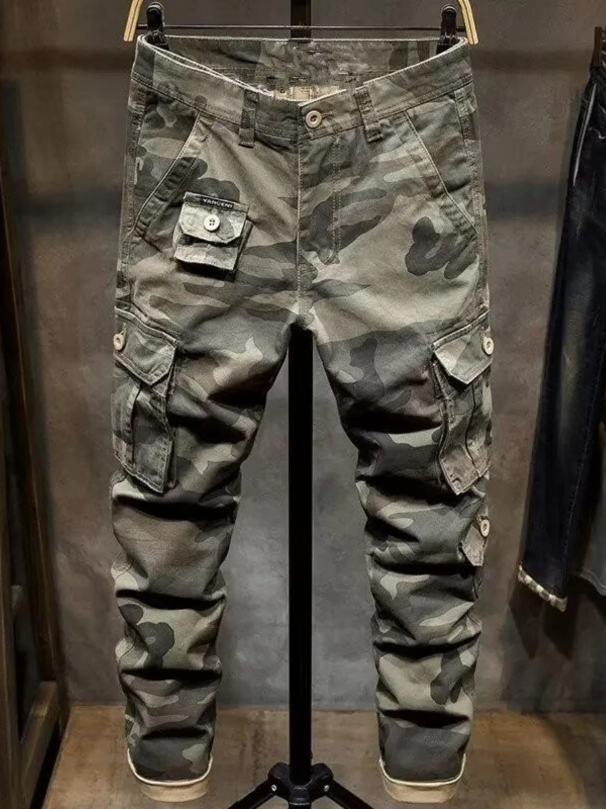 

Мужские камуфляжные брюки, универсальные спортивные облегающие повседневные брюки для рабочей одежды, корейские модные брендовые весенне-осенние впечатления