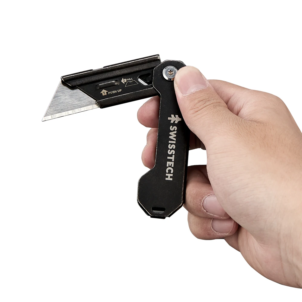 SWISS TECH Mini Folding Knife Stationery keychain Multitool Pocket knives EDC Box Cutter Utility Knife With Replaceable blades