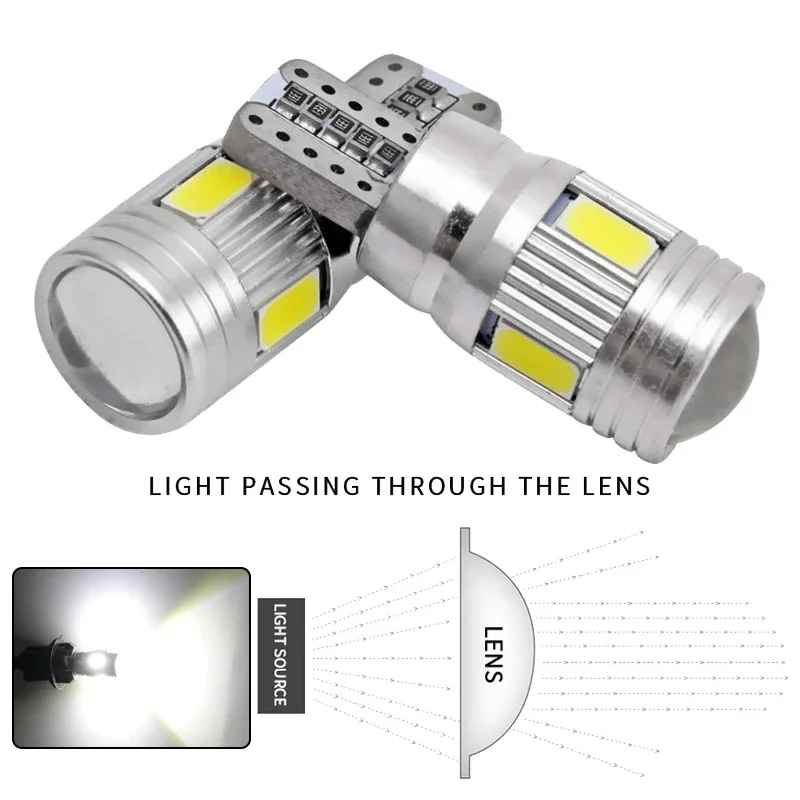 2/4 PCS T10 W5W LED Bulbs Canbus Error Free 12V 6500K White Car Wedge Side Lights Interior Dome Door Trunk License Plate Lamps
