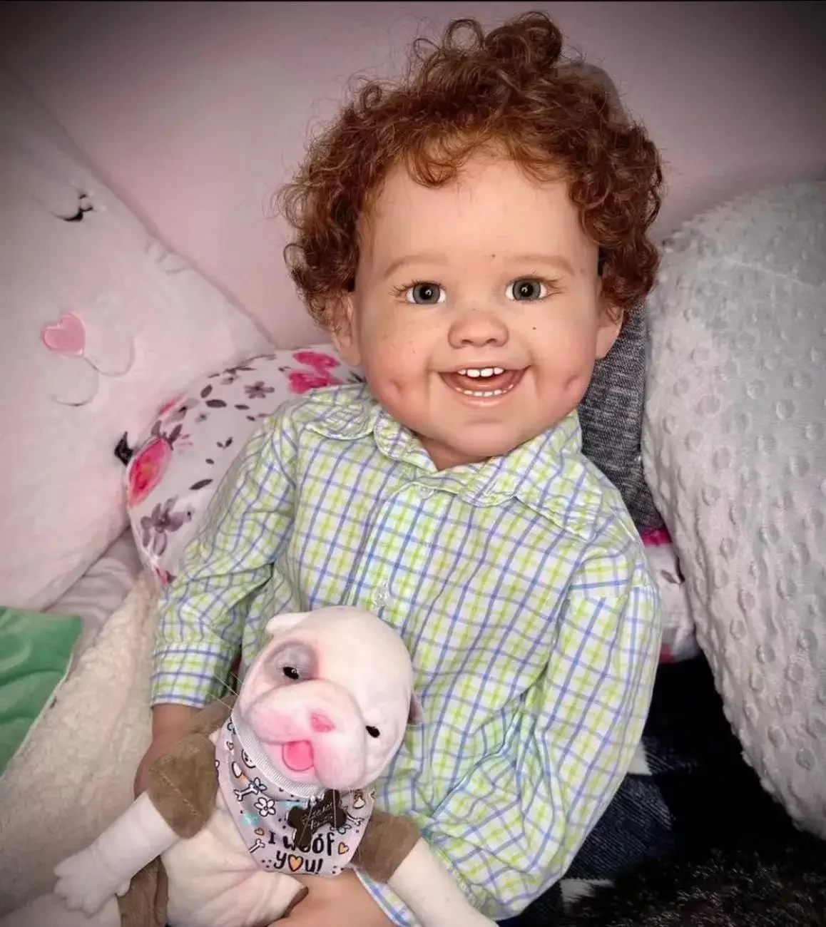 EGO Customized Limited Suply 29inch Reborn Baby Dimple With Hand-Rooted Hair Already Finished Doll Christmas Gift