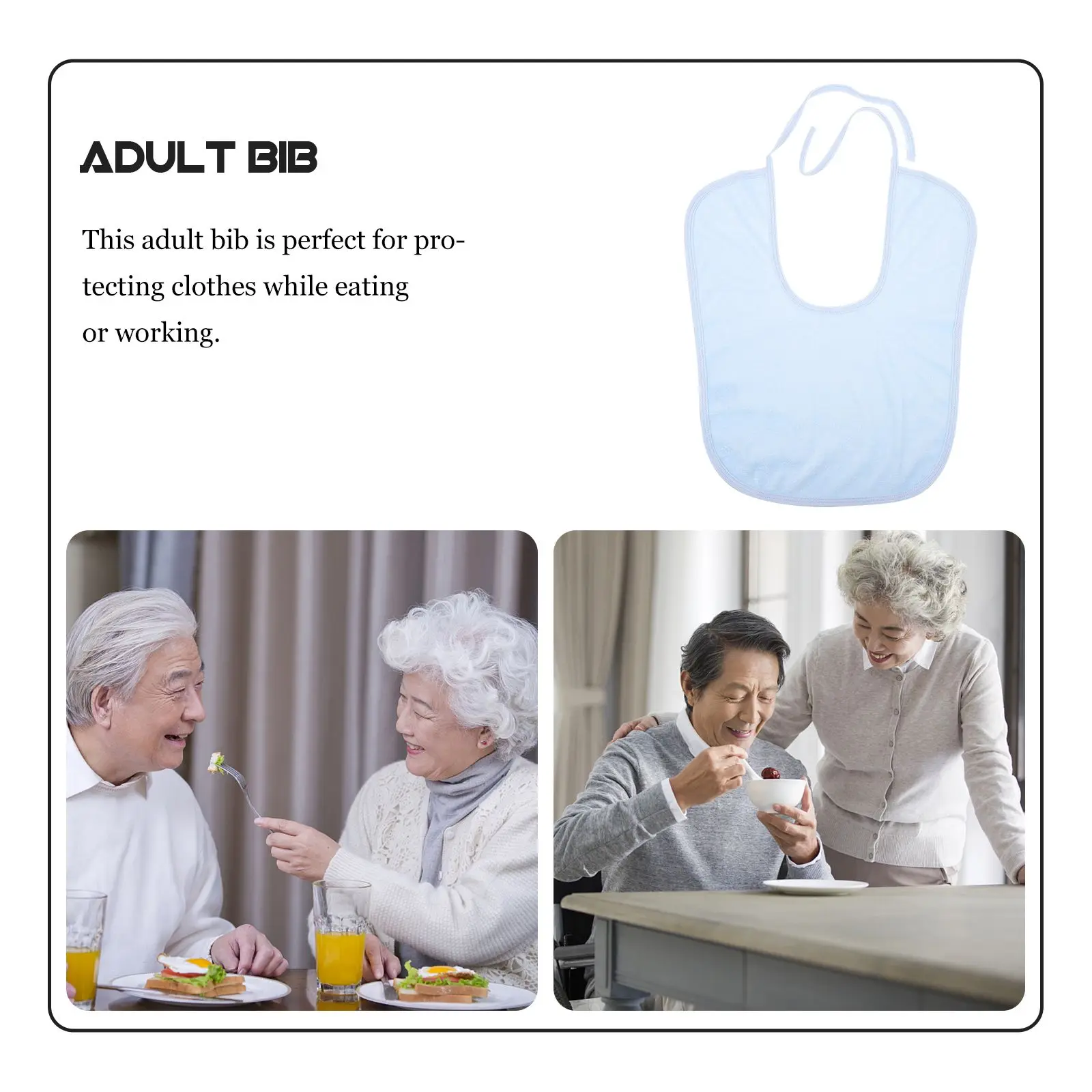 

Eating Bib Adult Feeding Bamboo Fiber Cloth Diner Elderly Waterproof Adjustable Portable Saliva Towel Clothing Protector