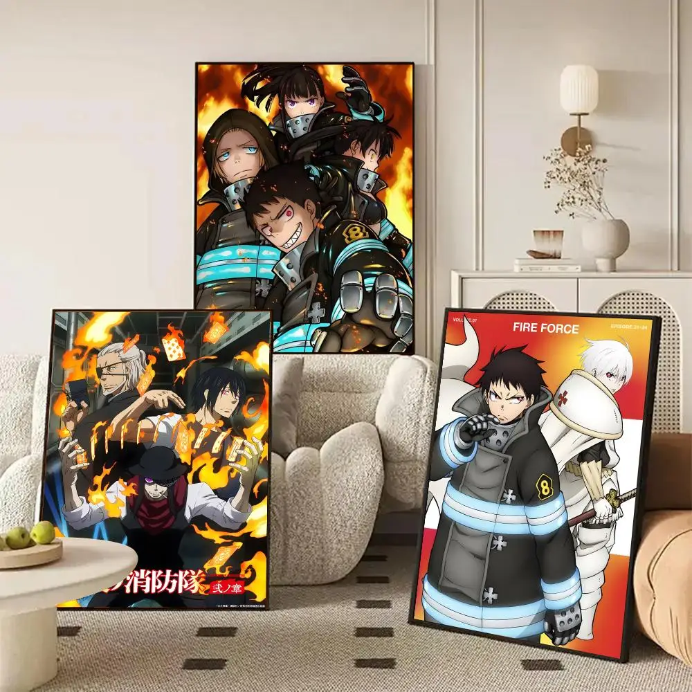 F-Fire Force Poster HD Wall Art Decal Self-Adhesive Aesthetic Decor For Home Living Bedroom Bar Aesthetic