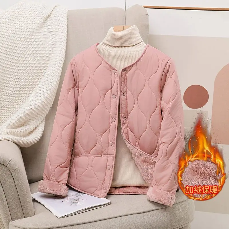 Women Warm Winter Parkas Elastic Fleece Single-breasted Button Quilted Slim Cotton Short Jacket Fashion Autumn Winter Jackets