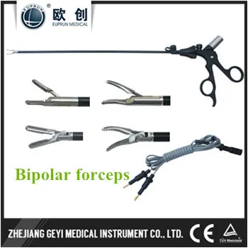 Double Action 5mm Laparoscopic Insulated Curved Bipolar Forceps with Cable