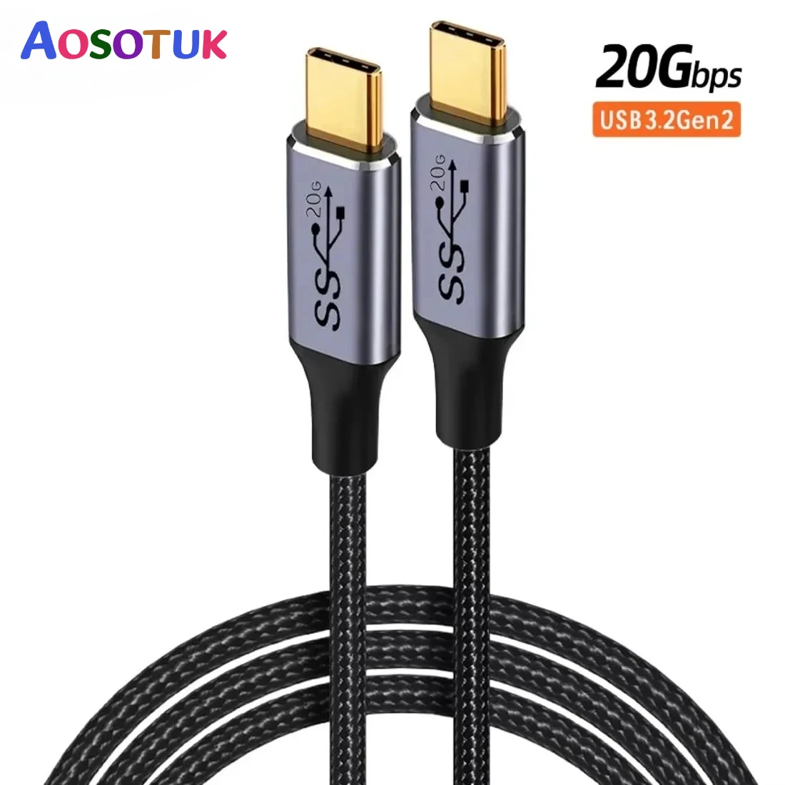 USB 3.2 Gen 2 Type C to C Cable For iPhone 15 Pro Max  for Samsung S22 S25 TV Hard drive PD 100W Data Charger 4K 60HZ Video Cord