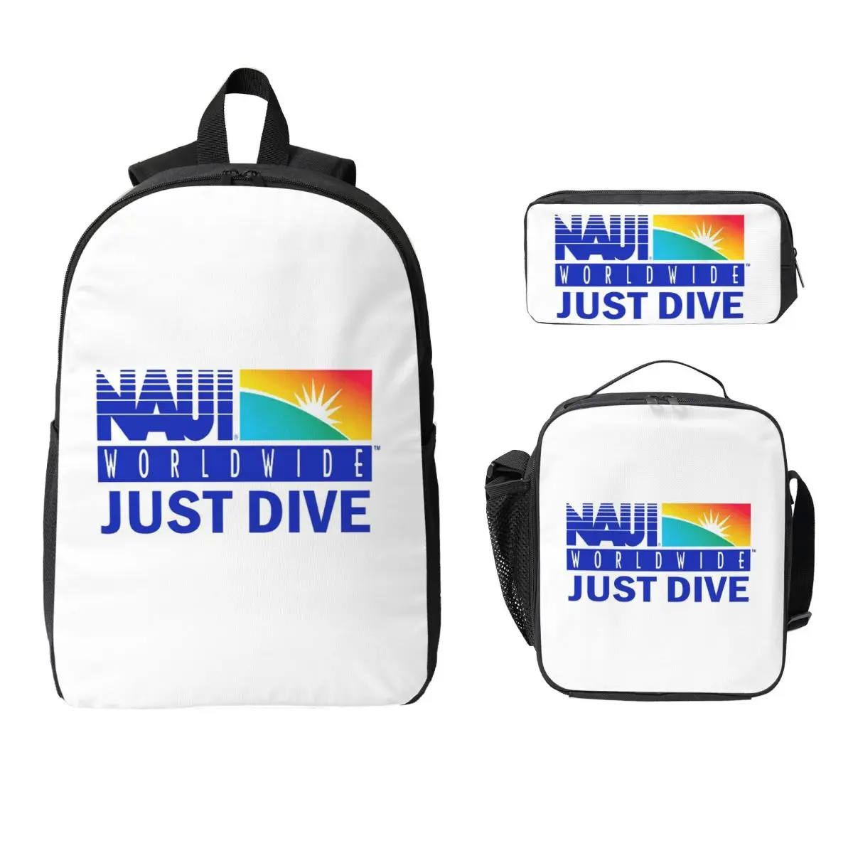 

NAUI The Difinition Of Diving Backpack Boys Girls BookBag School Bag Computer Shoulder Bags 3ps Insulated Lunch Bag Pencil Case