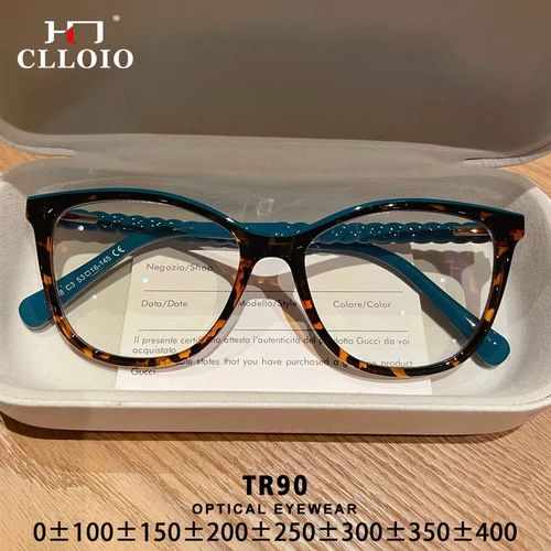 CLLOIO, gafas ópticas tipo ojo de gato para mujer, gafas graduadas para miopía e hipermetropía, gafas de lectura con bloqueo de luz azul, gafas para ordenador