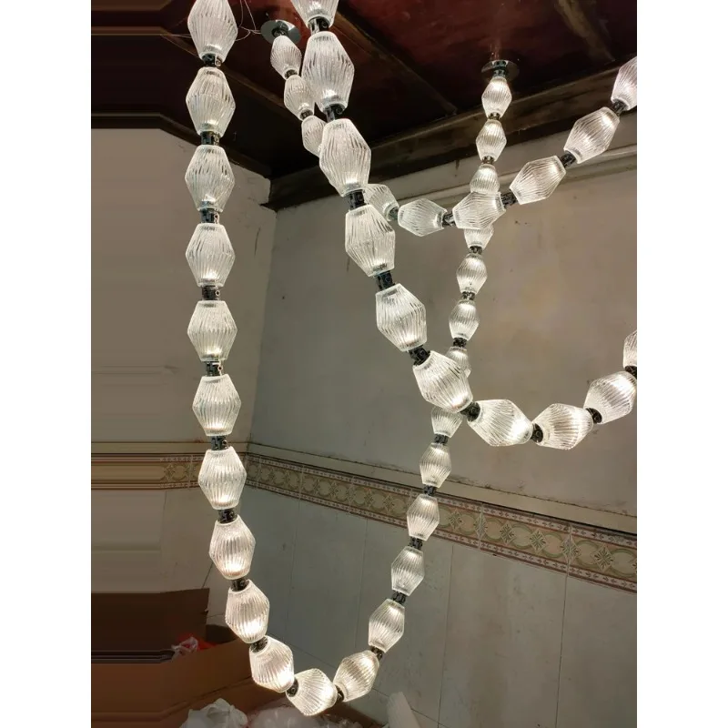 Lily's Diamond Necklace Art Deco Gold Silver Led Pendant Light 2025 Chandelier Luminaire Hanging Lamp For Living Room Staircase