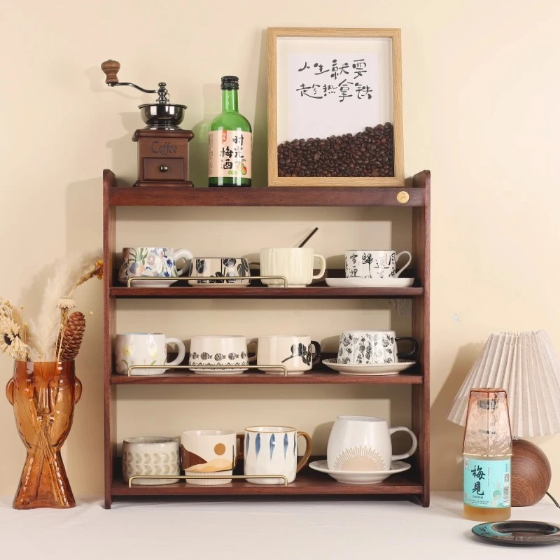

Premium Solid Wood Cup Holder, Desktop Mug Display Rack, Handcraft Figurine Stand, Coffee Cup and Perfume Organizer Tray