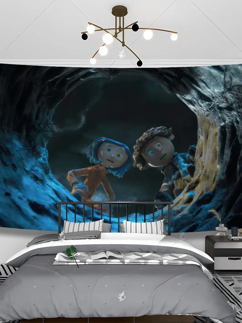 40X60CM Coraline Decorate Room Tapestry Wall Decoration Aesthetic Bedroom Sofa Blanket Polyester