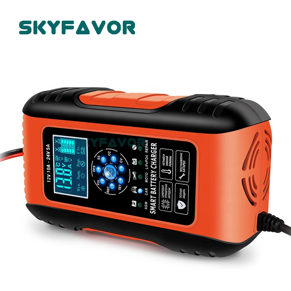 Intelligent 12V 24V battery charger 12V 10A 24V 5A Automatic Universal fast car bus truck lead acid lifepo4 battery charger
