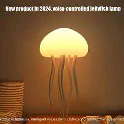 LED Jellyfish Lamp Cute Voice Controlled Jellyfish Bedside Lamp For Bedside Desk Decorative Atmosphere Lighting