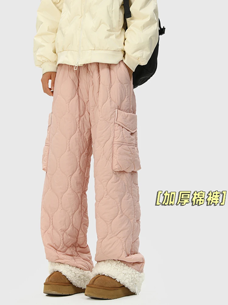 

Мужские утепленные брюки из овечьего флиса с наполнителем из хлопка, зимние лыжные штаны для температур до -40 градусов Цельсия, молодежные повседневные длинные брюки для Харбина