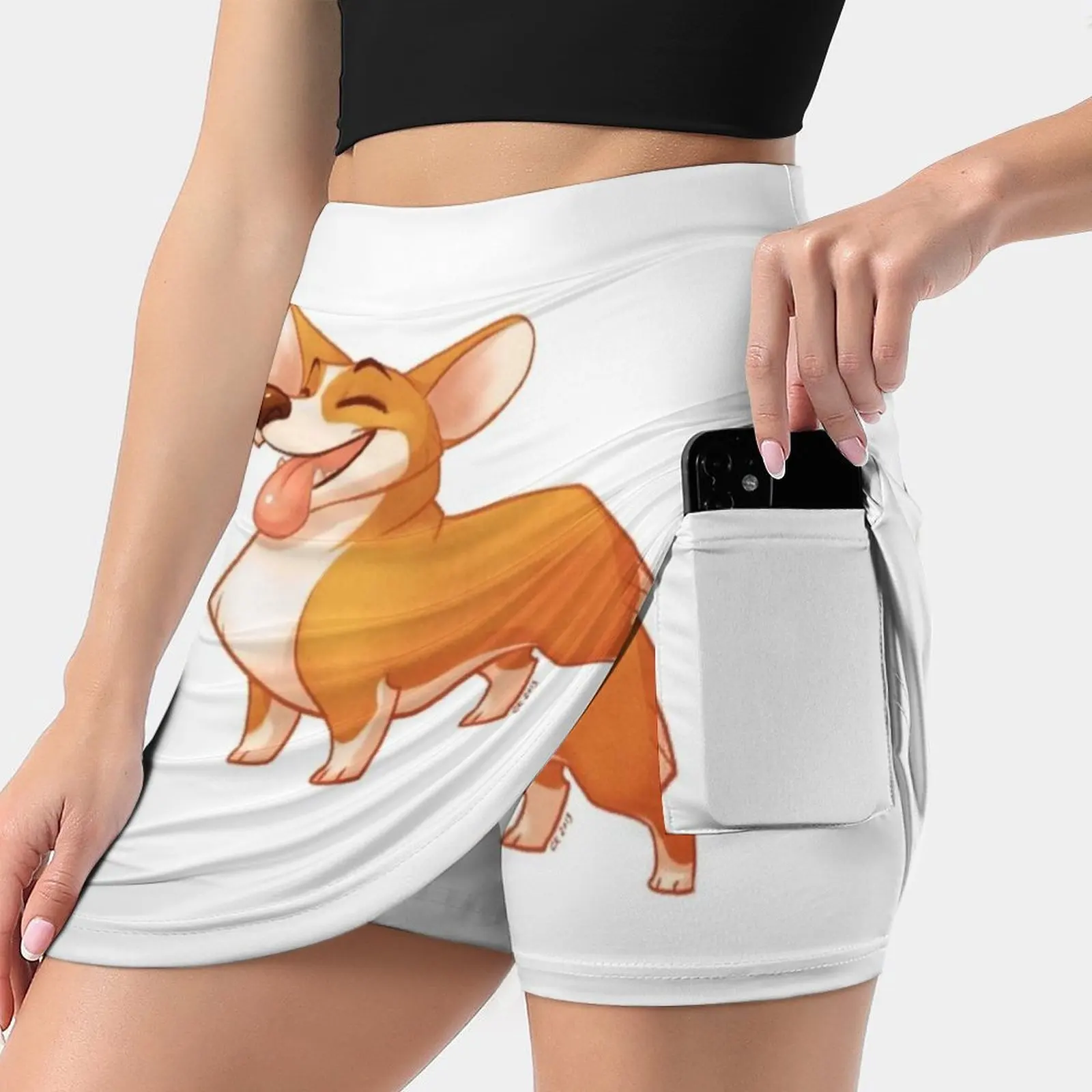 Happy Corgi Women's skirt With Pocket Vintage Skirt Printing A Line Skirts Summer Clothes Corgi Dog