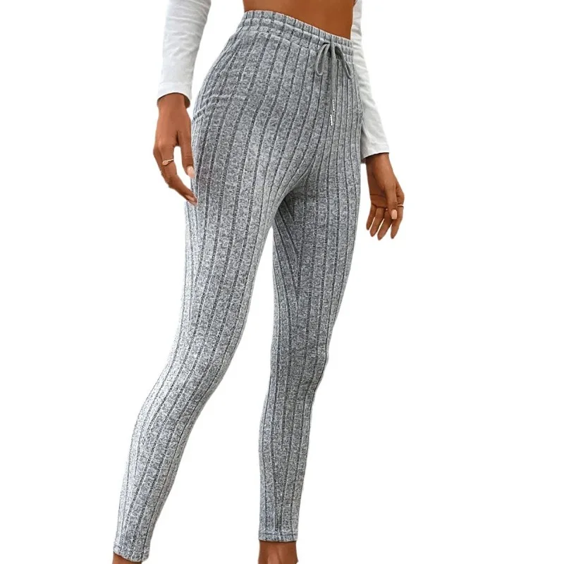 Women Striped Leggings Fitness Elastic Yoga Leggings High Waist Butt Lift Gym Trainning Tights Fashion Thread Slim Trousers