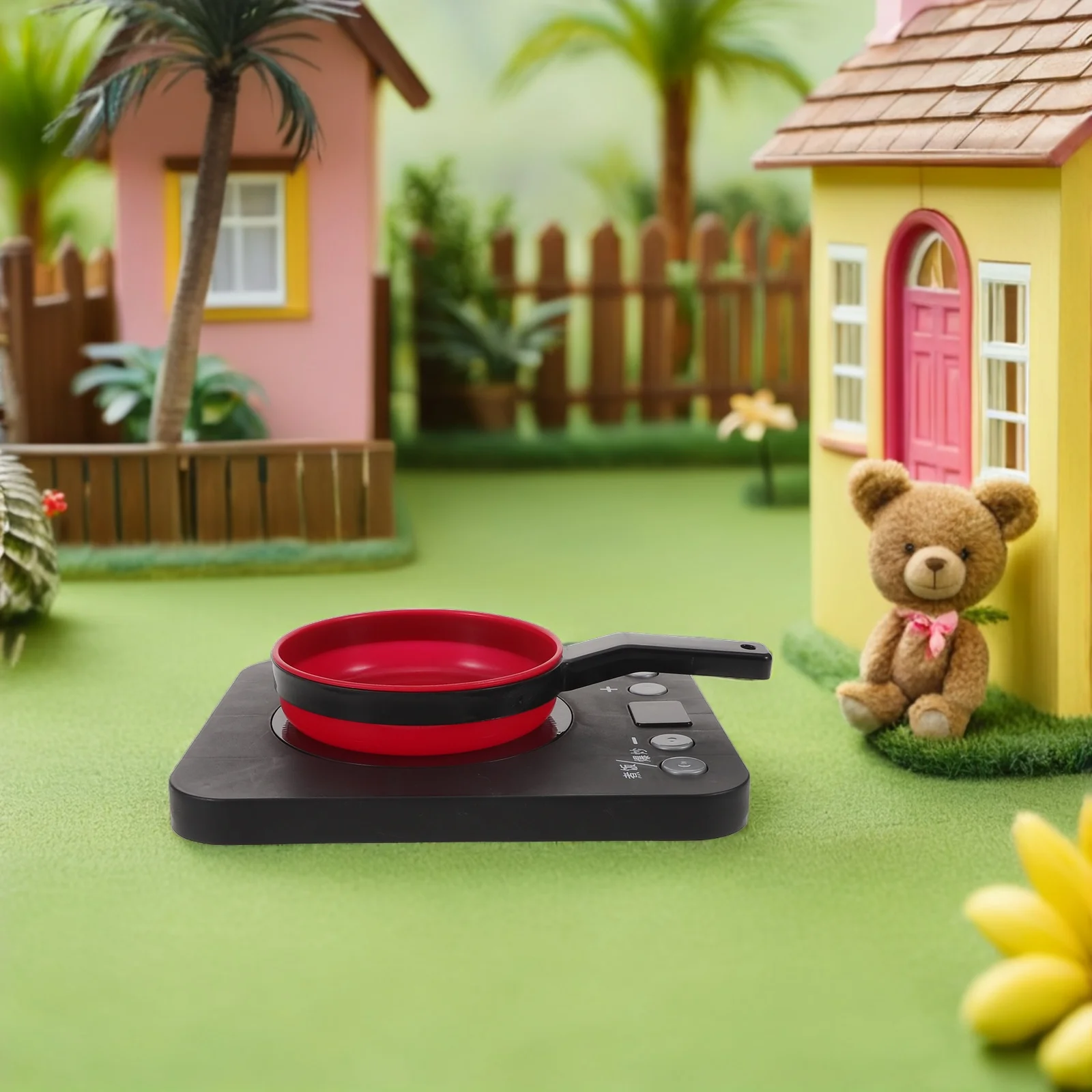 1 Juego de plástico para niños con cocina de inducción, sonido ligero, juego de simulación, aparato de cocina para niños, cocina, juego de simulación, cocina