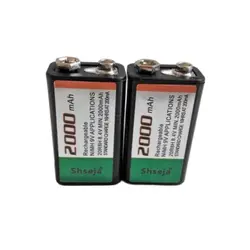 2pcs/lot SHSEJA 2000mAh 9V rechargeable battery 9 volt Ni-MH battery for Microphone