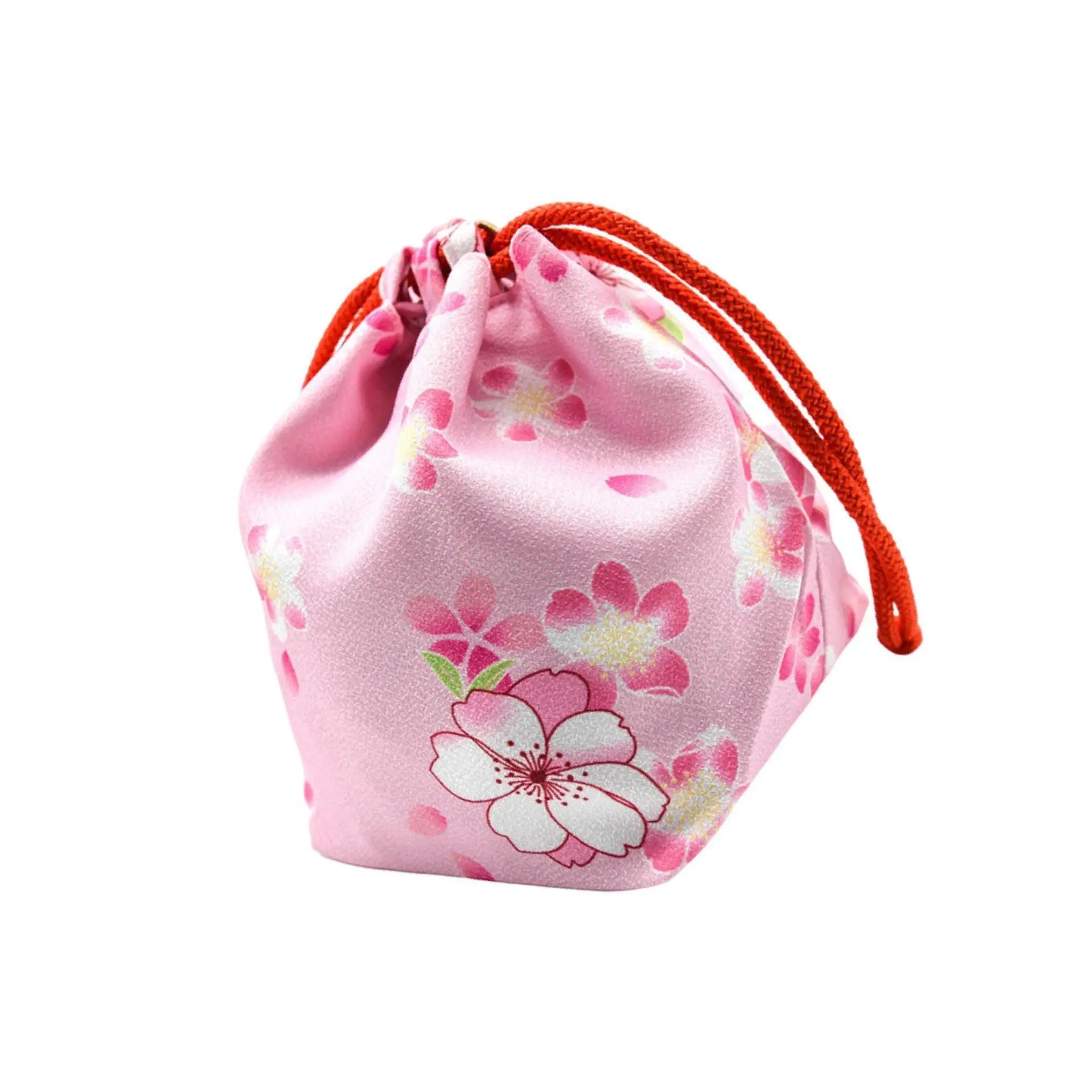 Japanese Drawstring Bag Coin Purse Lunch Bag Food Pouch Pink