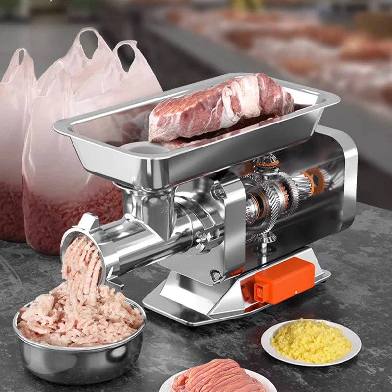 Moedor de carne de aço inoxidável de mesa, máquina de enchimento de salsicha multifuncional 220v/110v moedor de carne picador de vegetais
