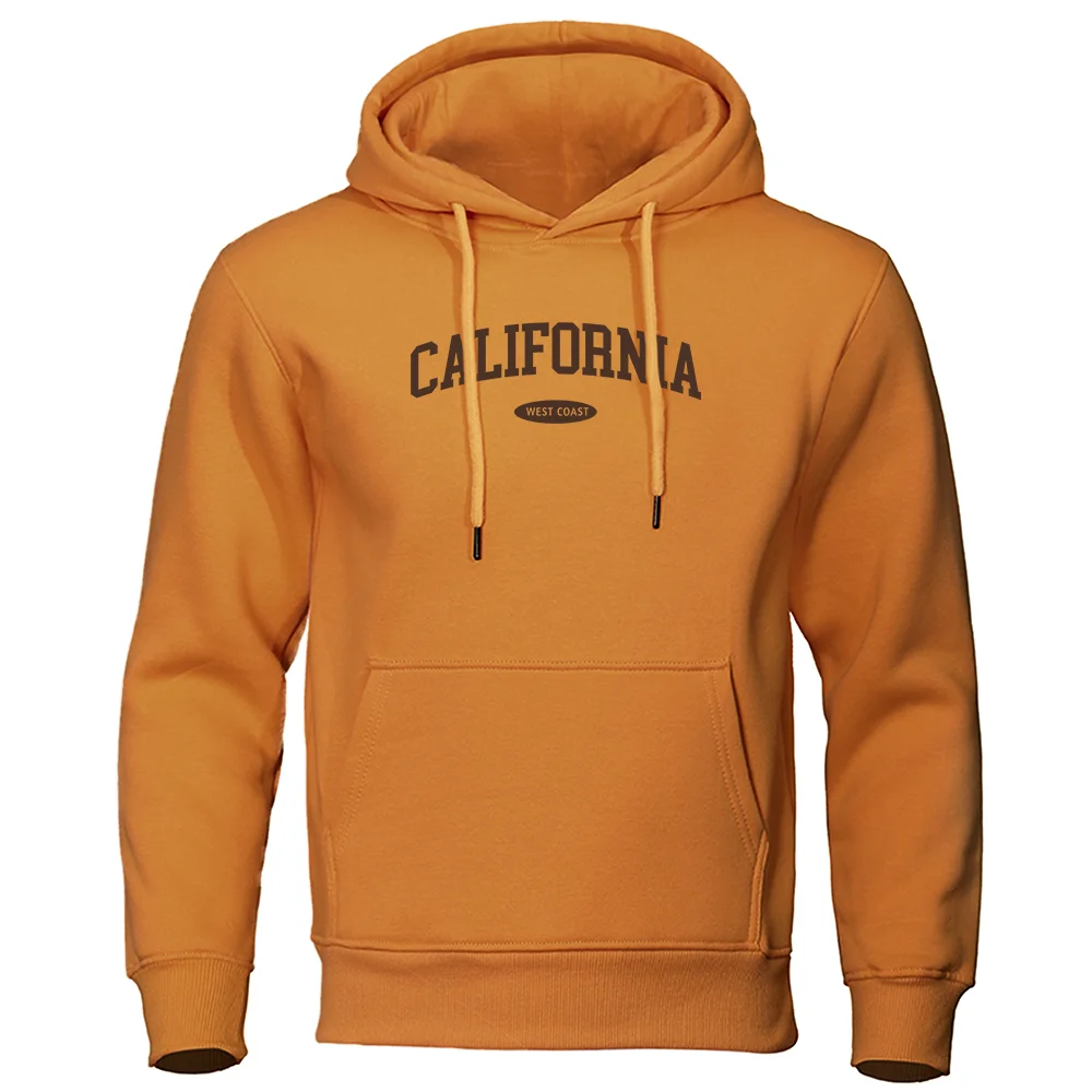 

California West Coast Letter Men Hoodies Autumn Pocket Sweatshirt Loose Simplicity Crewneck Pullovers Fleece Hoody Mens 2023